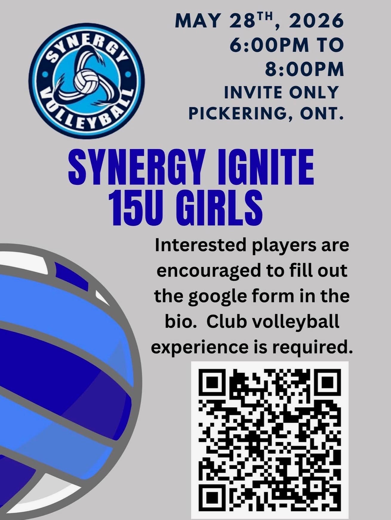 Synergy Ignite 15U Girls Open Gym (Invite Only) flyer