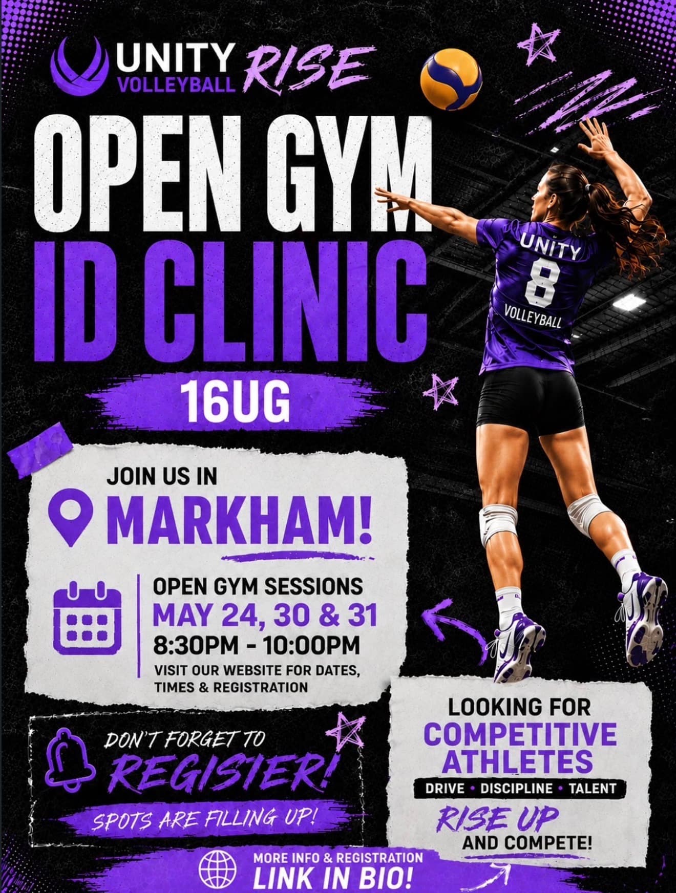Markham 16U Girls Open Gym ID Clinic - May 24 flyer