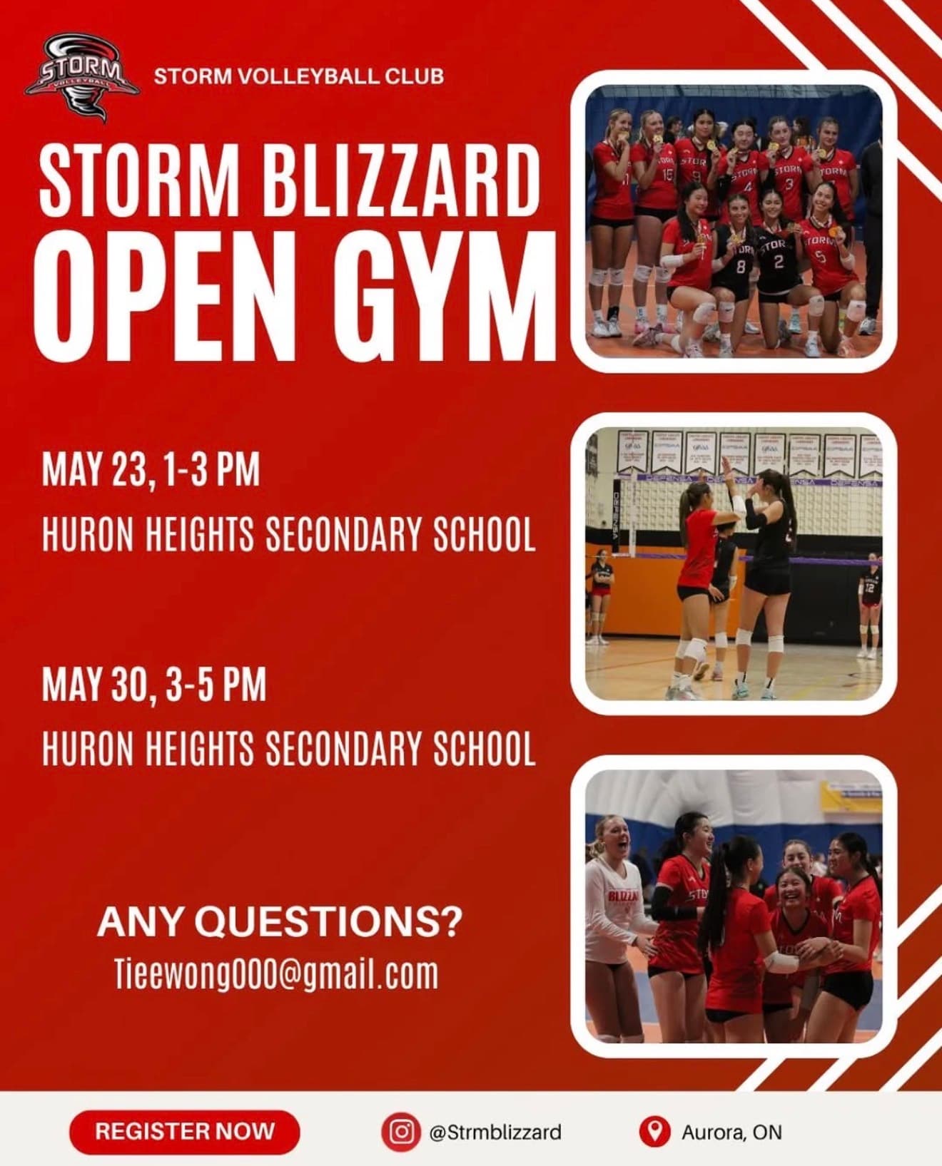 U18 Girls Storm Blizzard Open Gym flyer