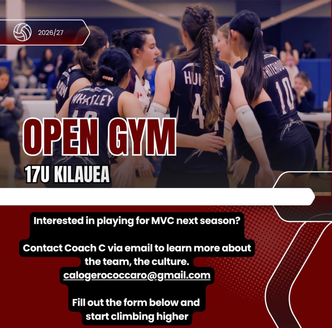 MVC Kilauea 17U Girls Open Gym / Expression of Interest (2026/27) flyer