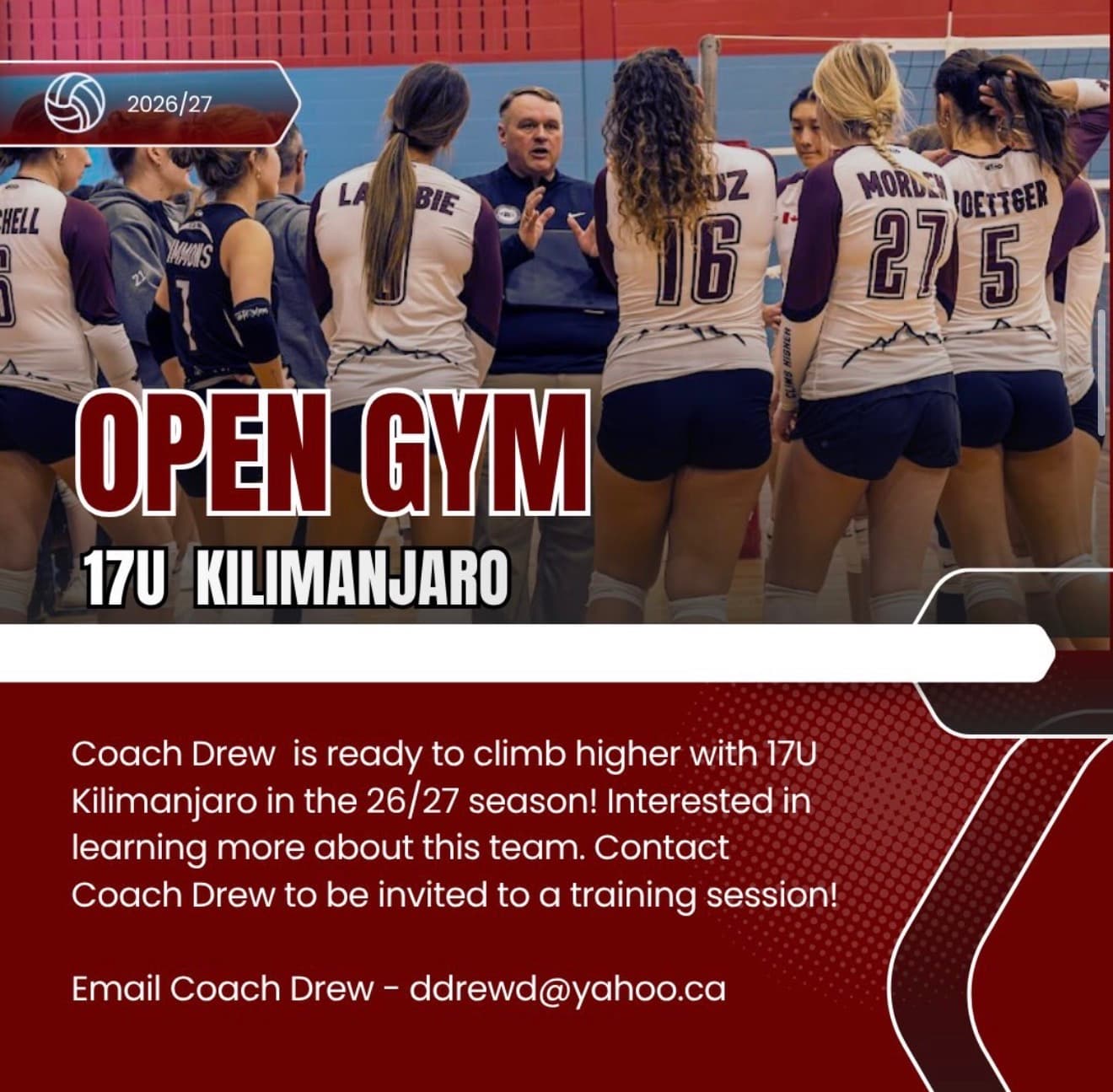 MVC Kilimanjaro 17U Girls Open Gym / Expression of Interest (2026/27) flyer