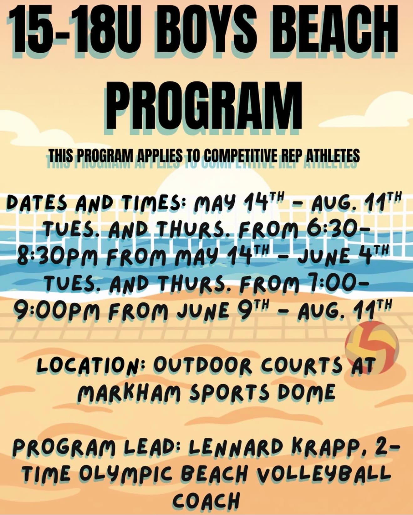 U15 Boys Beach Program - Competitive Rep (Tue/Thu) flyer