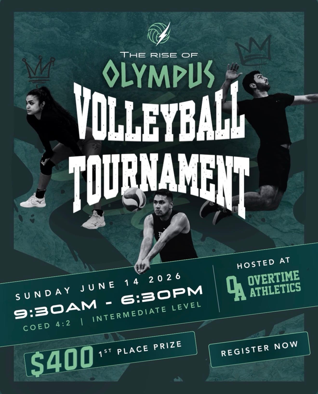 The Rise of Olympus Volleyball Tournament (Coed) flyer