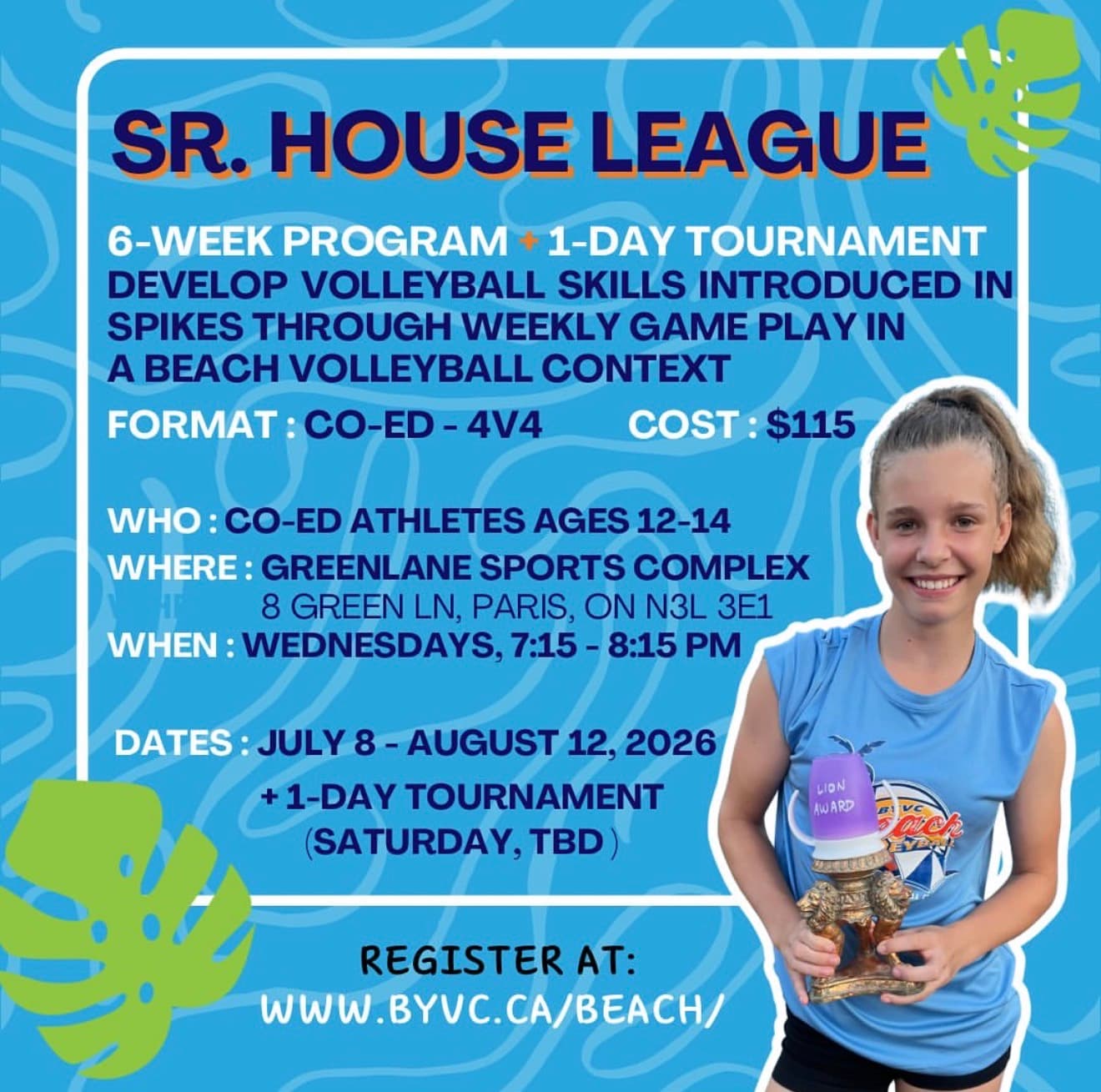 Sr. House League - Beach 4v4 (Co-ed Ages 12-14, Summer) flyer