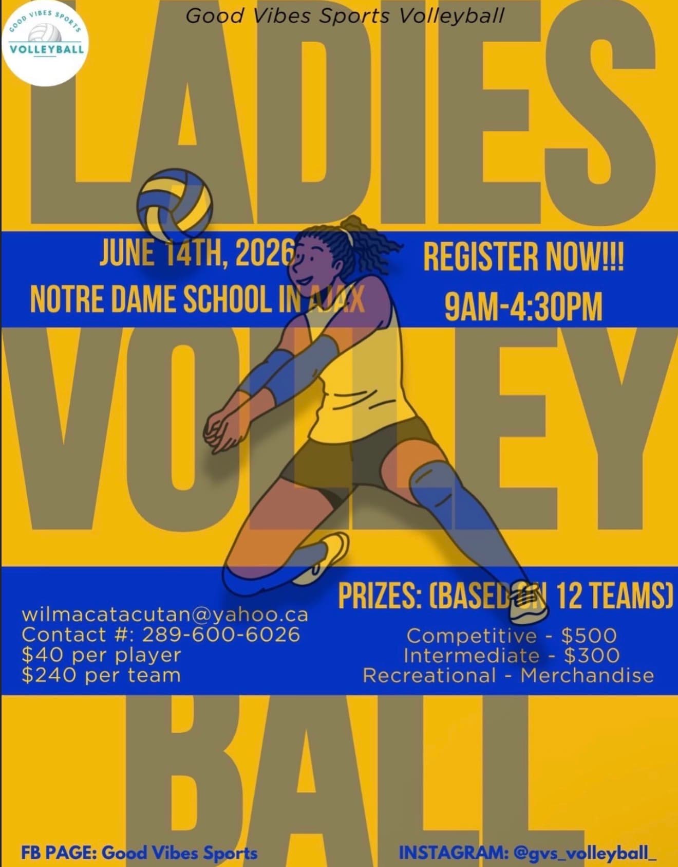 Ladies Volleyball Tournament flyer