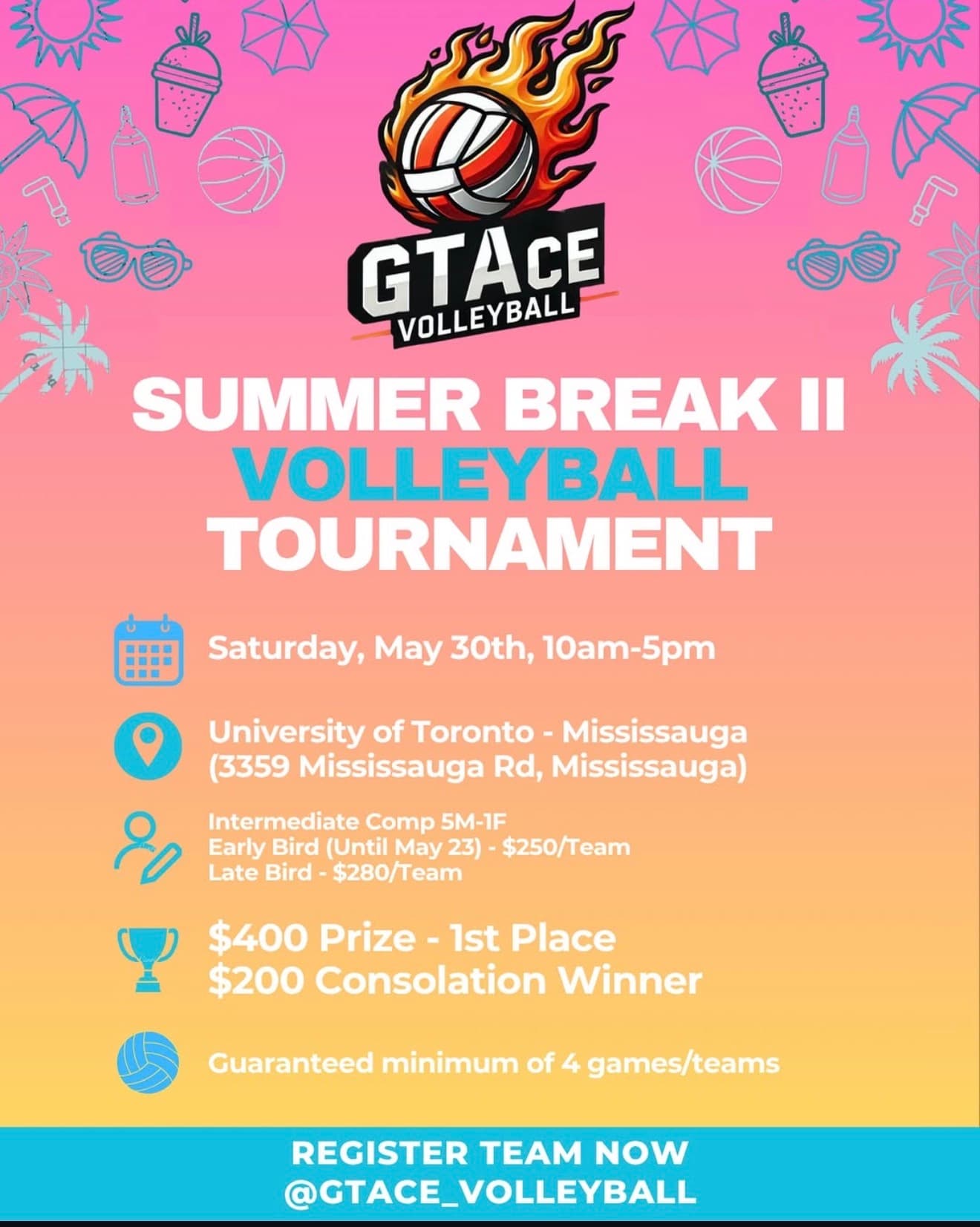 Summer Break II Volleyball Tournament - Intermediate Comp Co-Ed flyer