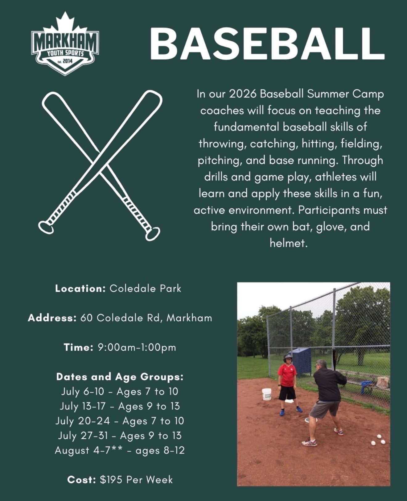 Open Baseball Summer Camp flyer