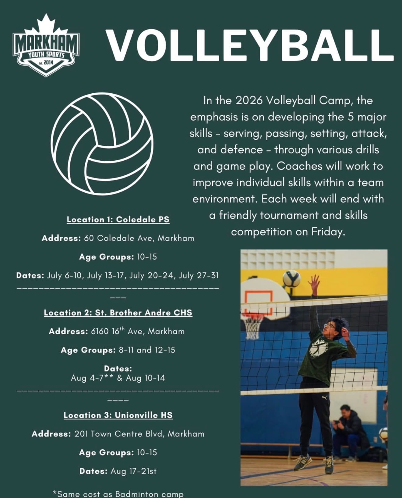 U15 Open Volleyball Summer Camp - Coledale PS flyer