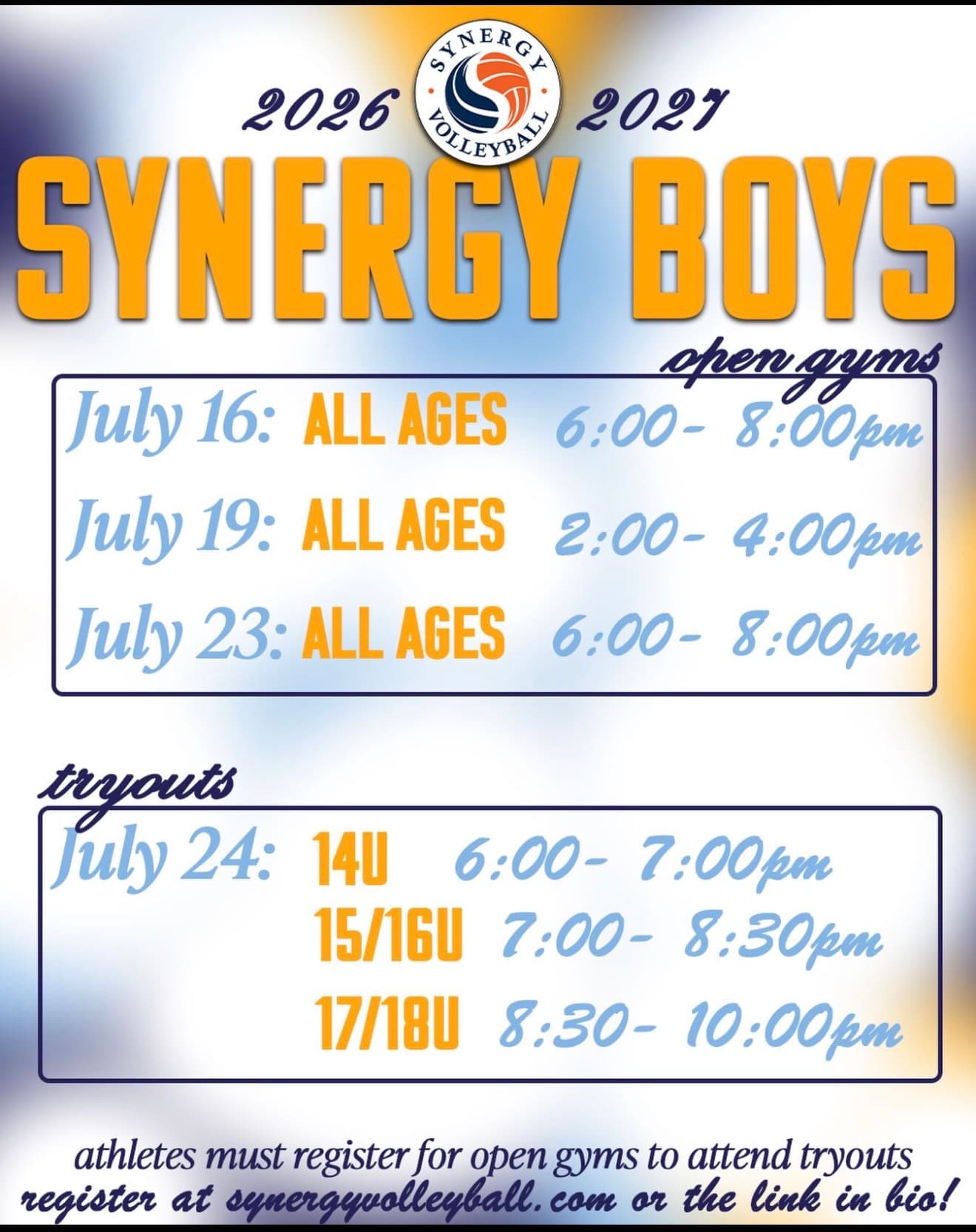 U18 Male Tryout flyer