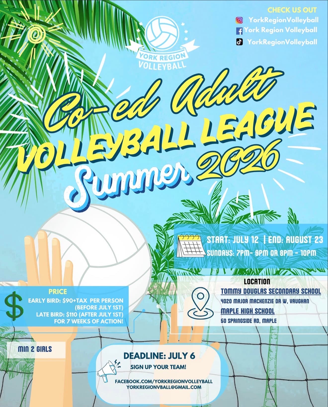 Adult Coed Volleyball League flyer