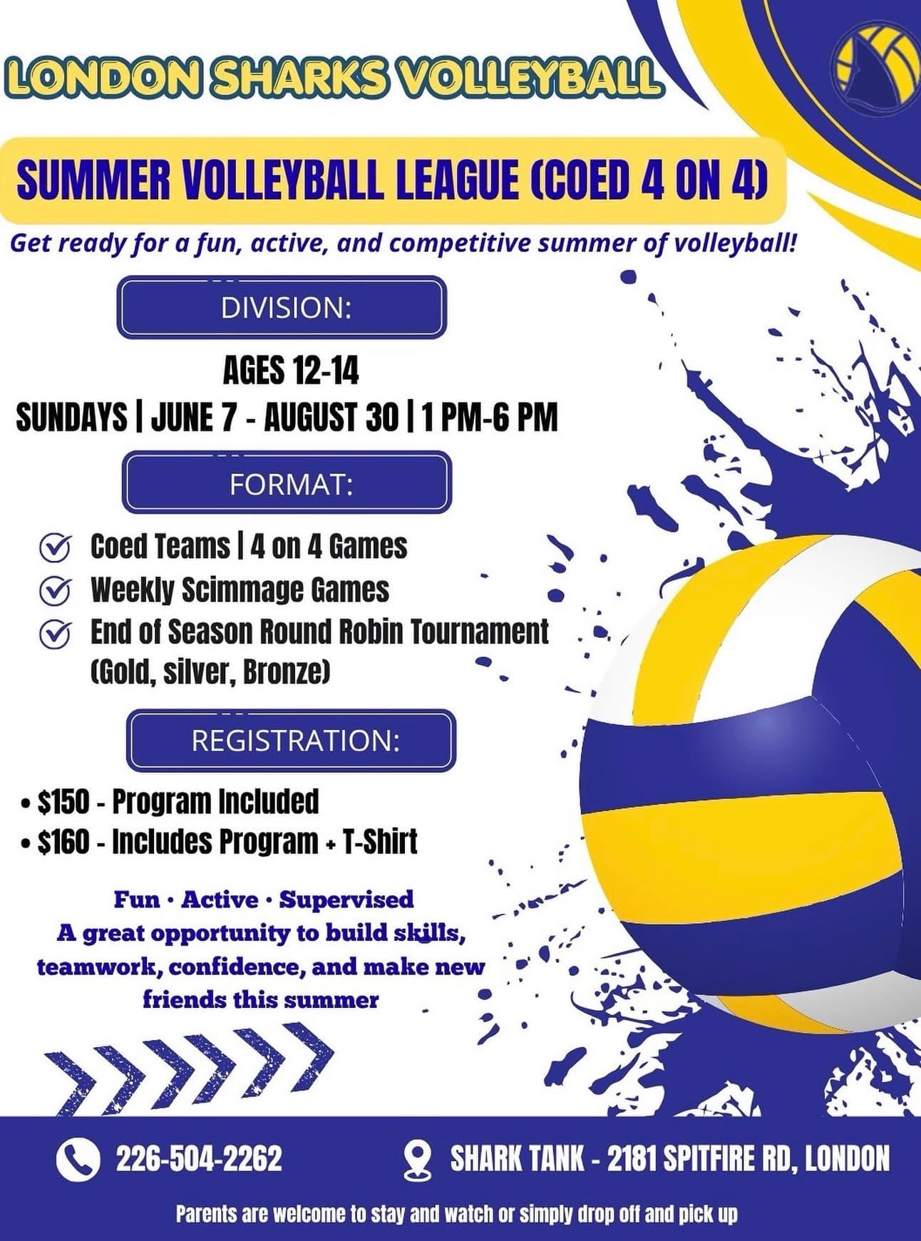 U14 Coed Volleyball League flyer
