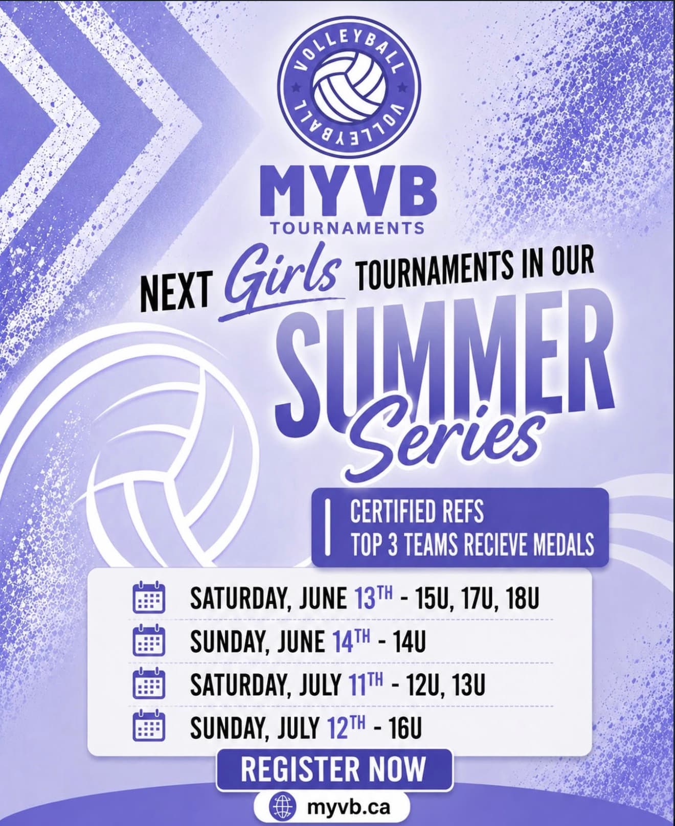 MYVB Girls Summer Series - 12U, 13U flyer